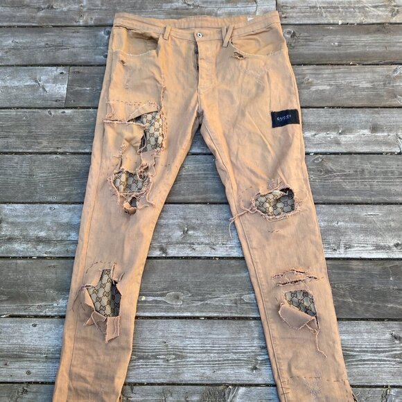 Custom Kollar X Gucci Patchwork Jeans Size 34 - Picture 4 of 9